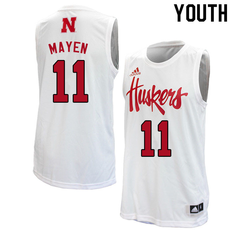 Youth #11 Lat Mayen Nebraska Cornhuskers College Basketball Jerseys Sale-White